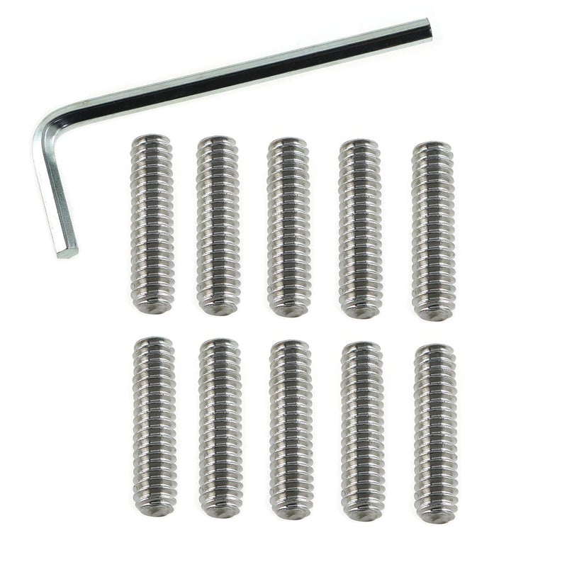 LUORNG Cone Point Screw 10PCS 1/4-20 x 1inch 304 Stainless Steel Allen Head Screw, Hex Hexagon Socket Flat Point Set, End Grub Headless Bolt with Hex Drive Wrench - Image 1